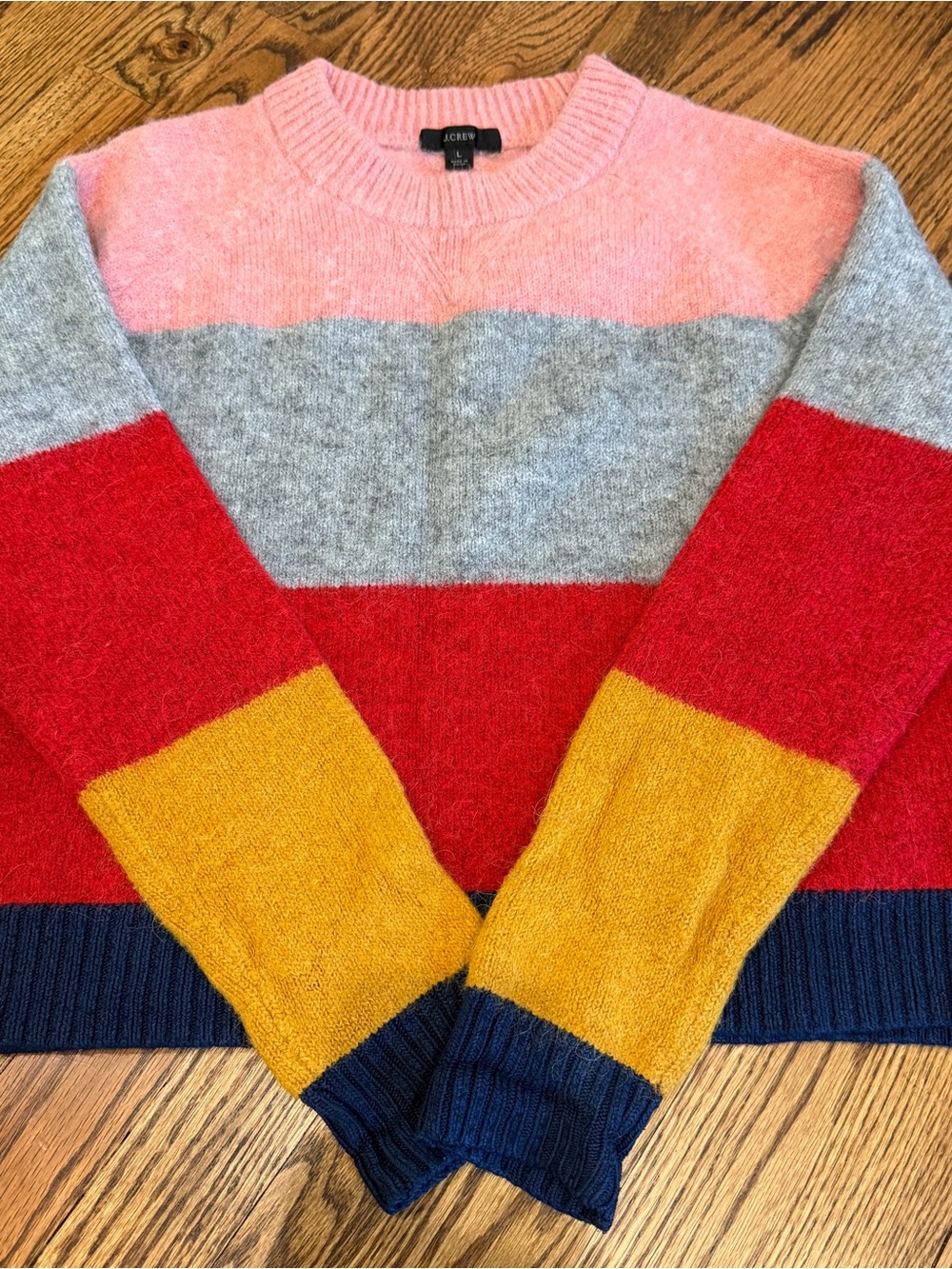 J.Crew Women's Wool Alpaca Blend Pullover Sweater Multicolor Colorblock Size L